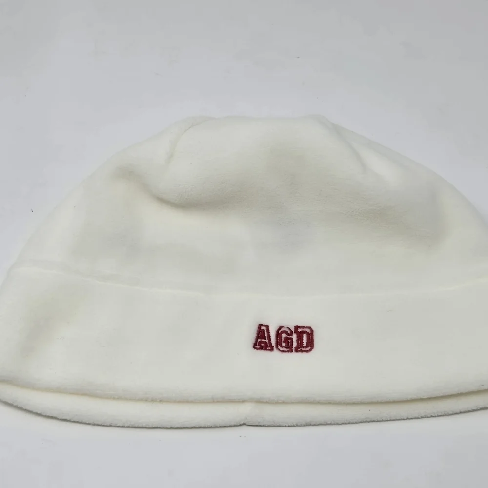 LANDS' END X AGD ALPHA GAMMA DELTA SORORITY CREAM FLEECE BEANIE HAT WOMEN OS